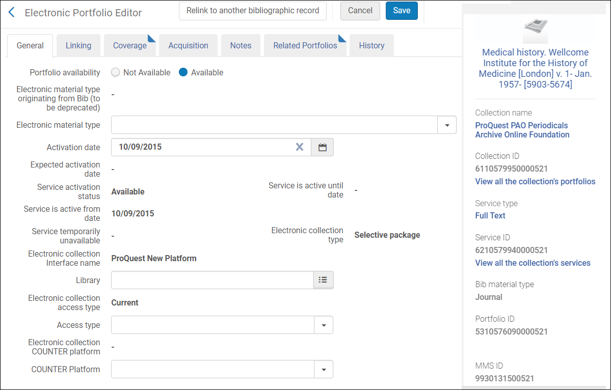 Electronic Portfolio Editor – Portfolio Information Tab